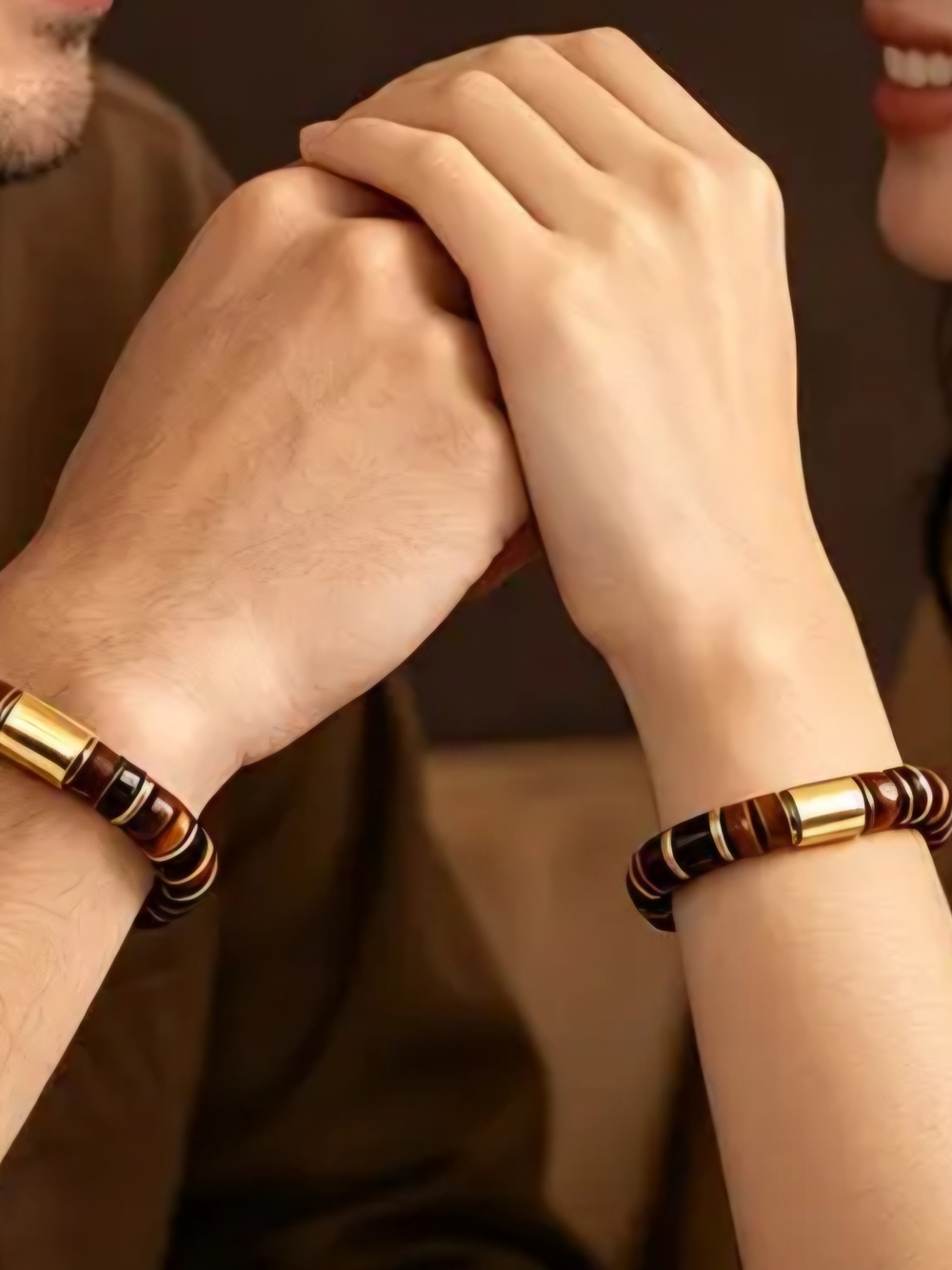 Natural Tiger’s Eye Tube Bead Stretch Bracelet – Unisex Earthy Gemstone - Picture 2 of 4